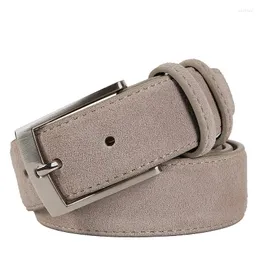 Belts Fashion Suede Leather Belt High Quality Genuine Luxury Pin Buckle For Men And Women 3.5cm Width