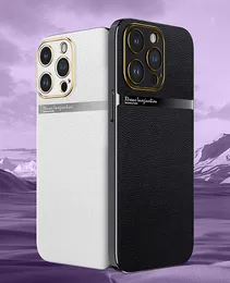 iPhone 15 14 Pro Max Plus Case Luxury Leather Shockproof Plating Cover 14 Promax 휴대 전화 백 기초를위한 고급 디자이너 하드 카파