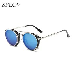 Fashion Vintage Stoom Punk Ronde Clip Op Zonnebril Mannen Vrouwen Dubbellaags Verwijderbare Lens Retro Carve Benen Shades Oculos UV400