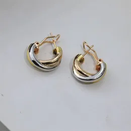 European and American three color three ring earrings, earring, earrings, female ear buckles, plated with 18K colored gold, rose gold gift, V-gold color matching gift G3322