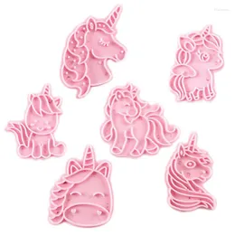 Baking Moulds 6pcs DIY Cookie Mold Cartoon Animal Horse Themed Biscuit Tools 3D Cake Cutter Mould Festival Supply Kitchen Accessories