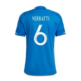 Collectable 2223 Italys fans Player Version Mens Kids Football Kits sätter Chiesa Home Away Maglia Da Calcio Verratti Barella Tonali Pellegrini Immobile T J230825