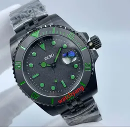 Роскошные дизайнерские мужские часы Автоматическое движение черное замороженное поверхностное керамическое кольцо рта