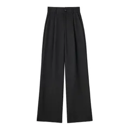 Capris 2023 Primavera Estate Nuove donne Pantaloni a vita alta pieghettati Pantaloni casual versatili semplici allentati a gamba larga Moda Street Style