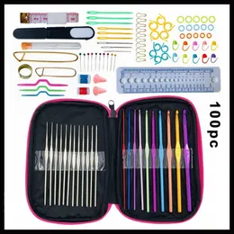 100 Piece Crochet Hooks Set Sewing Tool Multi-Color Crochet Needles with Stitch Markers and Crochet Accessories in Storage Case for Beginners