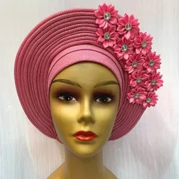 Tkanina i czapka do szycia femme gele headtie już wykonane nigeryjskie turbany dla kobiet afrykańska chusta na głowę modna czapka wysokiej jakości 1 zestaw 230707