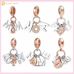 925 Sterling Silver dla pandora charms autentyczny koralik Bransoletka Lucky Family Home Charm Zestaw charmsów dla mamy