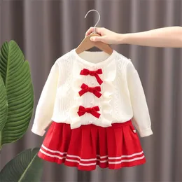 Girls' sweater suit autumn and winter new knitted two-piece fashion girls' blouse skirt suit skirt