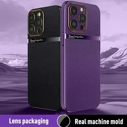 iPhone 15 Pro Max 14 Plus Case Luxury Leather Shockproof Platingカバー用の14 PROMAX携帯電話バックファンダのハードCAPA