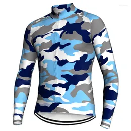 Jaquetas de corrida Camo Mens Bike Clothes Manga Longa Jersey Motocross Sweater Road Top MTB Jaqueta Cycling Wear Coat Shirt Basic Hiking Adult