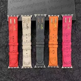 Designer Apple Watch Band Smart Straps per Apple Watch Strap 49mm 42mm 44mm 38mm Fashion PU Leather Metal Letter Bracciale Bracciale iWatch Bands Series 9 8 7 5 4 3 SE Band