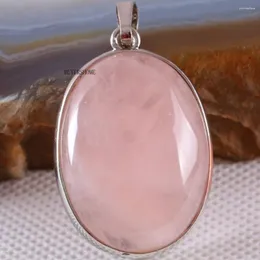 Collane con pendente Gioielli da donna Regalo Pietra naturale Cabochon Perlina ovale Cristallo di quarzo rosa Per collana 1 pezzo K663