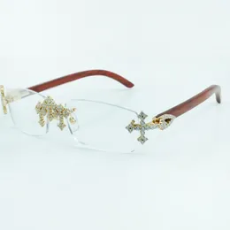 Cross diamond glasses frames 3524012 with natural original wood sticks and 56mm clear lens