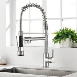 Baterie do umywalek łazienkowych Kran Pull Down 360 Rotation Kitchen Water Tap Mikser z jednym uchwytem Brass Out