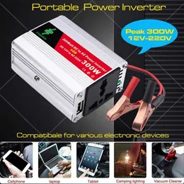 Jump Starter 300W Bil 12V Till DC 220V Cigarettändare Peak Power Inverter Adapter med USB-laddare Snabbladdning HKD230710