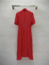 Vestidos de verão designer roupas femininas rendas guarnição emenda gravata laço pescoço cintura manga longa plissado vestido verde vermelho vestido de noiva para noiva