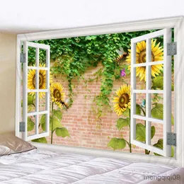 タペストリー 3D 緑の植物プリント大型壁タペストリー格安壁掛け壁タペストリー壁アート装飾 R230710