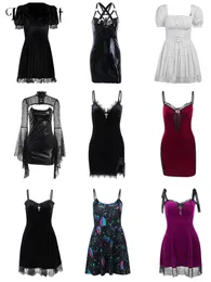 Basic Casual Klänningar InsDoit Gothic Sommar Sexig Svart Klänning Kvinnor Y2K Lolita Vintage Spets Ärmlös Miniklänning Estetisk Mode Fest A-LINE Klänning 230710