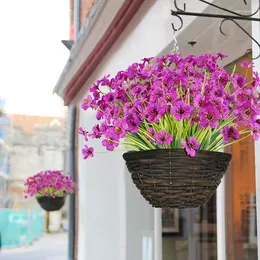 Dekoracyjne kwiaty 1 szt. Fioletowa tańcząca orchidea Outdoor Anti UV Dekoracja Zielona roślina Inżynieria Ornament Sztuczny kwiat Ślub