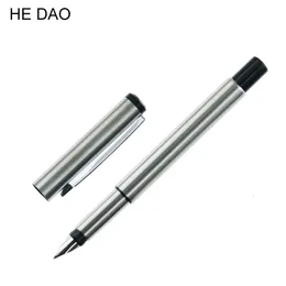 Füllfederhalter HE DAO Vektor-Stift aus silbernem Metall, 0,5 mm Spitze, Ganzkörper-Business-Geschenk, Schreiben, Kalligraphie, Bürobedarf 230707