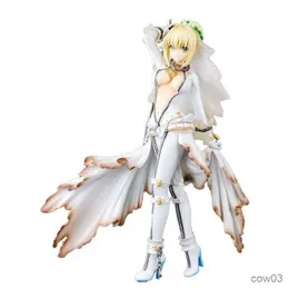 Aktionsspielfiguren 22 cm Anime-Figur Saber Fate Stay Night Extra CCCC White War Damaged Wedding Dress Standding Model Dolls Toy Gift Collect Boxed R230710