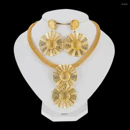 Necklace Earrings Set MUKUN Terndy Neckalce Sets African Dubai Gold Color For Women Round Hollow Out Party Bridal Gifts