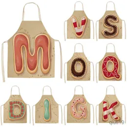 Kök förkläde brevmönster kök förkläde ärmlös bomullslinne barn förkläden för matlagning bakhem rengöringsverktyg 55x68 cm R230710