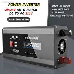 Jump Starter Pure Sine Wave Inverter Power Bank Hemma Car Invert 2200W2800W DC 12V 24V Auto Match AC 220V Spänningsomvandlare Solar Inversor HKD230710