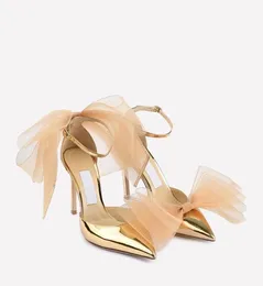 2023 Förlovningssexiga sandaler med äkta läderklack 10 cm Designer Flerfärgad rosett Bankett Dam läder Rutiga skor 35-41