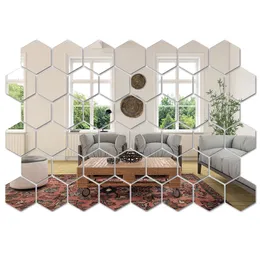 3D Duvar Paneli 45pcs Ayna Sticker Hexagon Art DIY Ev Dekoratif Fayans 230707