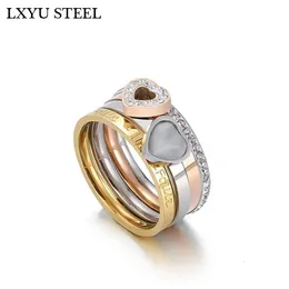 Fedi nuziali Trendy Acciaio inossidabile Fine Ring Jewelry White Heart Opals Fidanzamento nuziale per le donne 230710