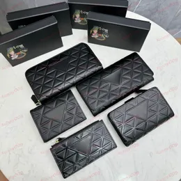 Olika stilar av långa och korta plånböcker Luxury Triangulära mönster Mobiltelefonpåsar äkta läderväska Designer Pengar