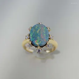 Cluster ringen in prachtige originele kleurrijke opaal voor vrouwen mode geavanceerde zin bruiloft verloving zilveren fijne sieraden