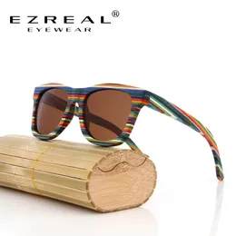 Ezreal Original الخيزران الخشبية الخشبية النظارات الشمسية الرجال نساء عكس UV400 نظارات الشمس