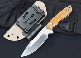 Free Wolf M6687 Survival Straight Knife D2 Satin Drop Point Blade Full Tang G10 Handle Outdoor Camping Hunting Fixed Blade Knives with Kydex