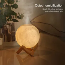 Fuktare 880 ml Moon Lamp Air Firidifier Ultraljudsolja Diffusor Mist Maker med färg nattljus för hushållskontor