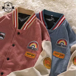 Men's Jackets Baseball Jackets Men Spring Autumn New Embroidered Letters Corduroy Loose Coats Tracksuit Harajuku Retro Uniform Men's Clothing HKD230710