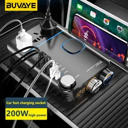 Starthilfe BUVAYE 200 W Auto-Wechselrichter 12 V auf 220 V Konverter Ladegerät Adapter Transformator Power Zigarettenanzünder USB-Ausgangsbuchse HKD230710