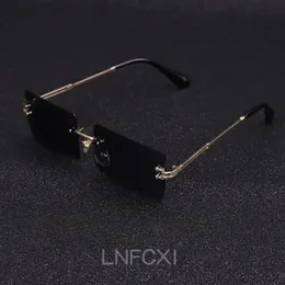 LNFCXI prostokątne okulary przeciwsłoneczne bez oprawek damskie męskie odcienie gradientu UV400 okulary przeciwsłoneczne Retro okulary przeciwsłoneczne bezramowe szybka logistyka