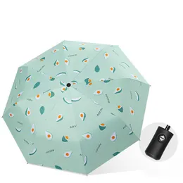 Parasole eleganckie owoce anty-UV składane parasole Sun Compact Women Kobiet Ladies Lady Windproof Rain Piękny awokado Automatyczny parasol