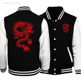 Men's Jackets Personalized Red Dragon Pattern Men's Jackets Breathable Oversize Clothing Trendy Casual Autumn Streetwear Baseball Uniform HKD230710