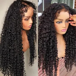 Kanter Baby Natural Hairline Glueless Preplucked 26 Inch Kinky Curly Lace Front Människohår Peruk 13x4 13x6 Hd Spets Frontal Peruk