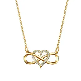 Strängar Strängar Romantiskt Mode Silver Guld Färg Forever Love Halsband CZ Lucky Heart hängsmycke för kvinnor presentsmycken 230710