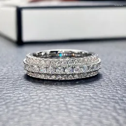 Klusterringar Glittrande Cubic Zirconia Promise Ring För Kvinnor Mode Lyx Silver Färg Kvinnliga Accessoarer Bröllopsringar Smycken 2023