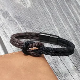 Charm Bilezikler Minimalist Bicolor Erkekler İçin Manyetik Bilezik Kadınlar Çift Katmanlı 4mm Milan Halat Braclet Siyah Parlak Mıknatıs Toka Takı