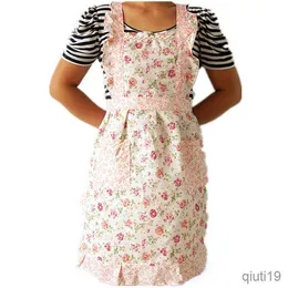 Avental de cozinha feminino floral à prova d'água cozinha restaurante cozinha bolso vestido avental cozinha casa cozinha estilo flor rendas avental R230710