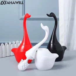 Toilet Brushes Holders AHAWILL Creative Swan Brush Plastic Set Fashion Thick Head Clean No Dead Ends Strong Detergency PP Material 230710