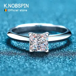 С боковыми камнями chnobspin pricess Cut Ring 925 Sterling Sliver 1ct 2ct d vvs1 Лабораторный бриллиант с хорошими обручальными кольцами GRA для женщин 230707