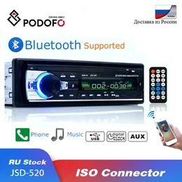 Плееры Podofo Автомобильный радиоприемник Стереоплеер Цифровой Bluetooth Mp3-плеер Jsd520 60wx4 FM Аудио Стерео Музыка Usb/sd с входом Aux в Dash