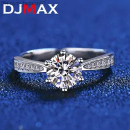 Anillos de boda DJMAX Real 3 Carat Moissanite Anillo de bodas para mujer Plata de ley Redondo Brillante Diamante Solitario Anillo de compromiso Regalo Z230711